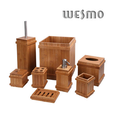 Classic Rome Pillar Shape Natural Bamboo Bathroom Sets and Accessories