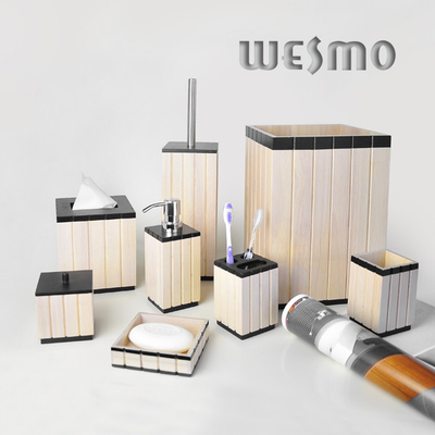 8 Piece Wood Complete Bathroom Accessories Set