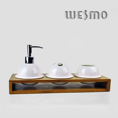 Round Shape 4 Pcs High Temperature Porcelain Bathroom Accessories Set